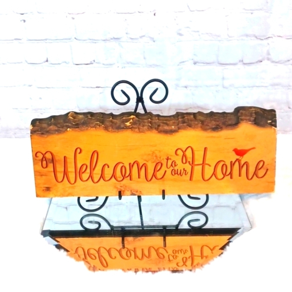 Wooden Look  Welcome To Our Home Plaque  16 Lx6 W